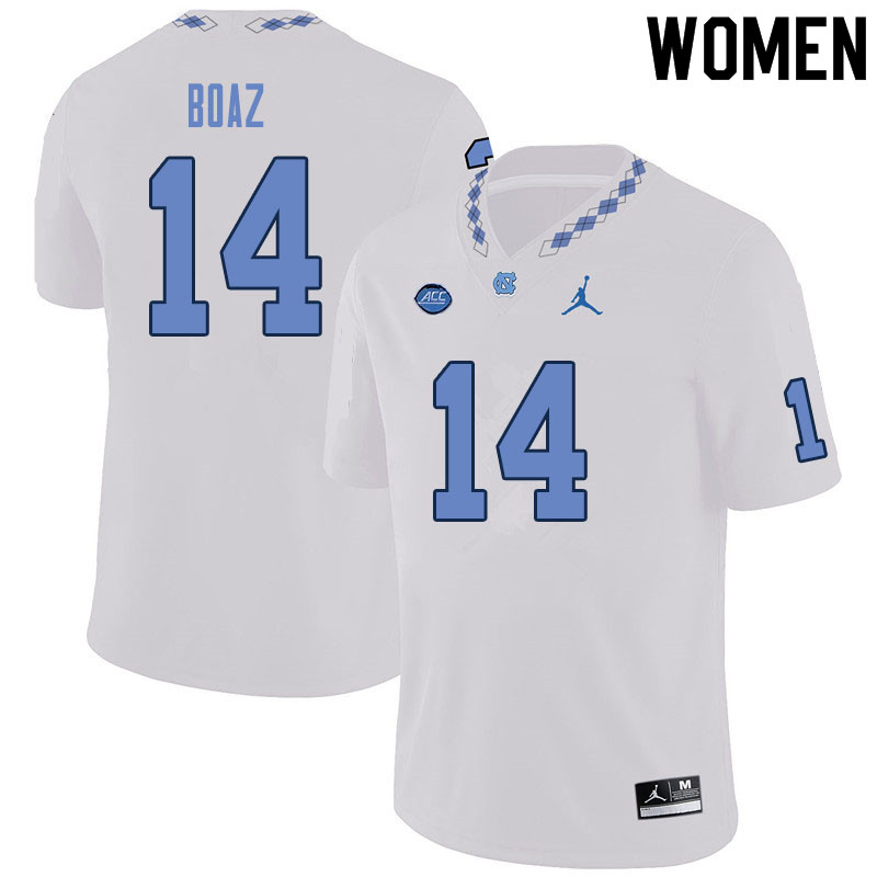 Women #14 Jefferson Boaz North Carolina Tar Heels College Football Jerseys Sale-White